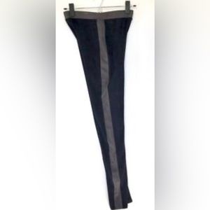 NWOT Vince Vegan Suede Black with Charcoal Stripe Leggings Girls XL (Women’s XS)